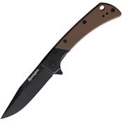 REMINGTON EDC DROP POINT FOLDER G10 TAN HANDLE D2 STONE WASHED 4IN