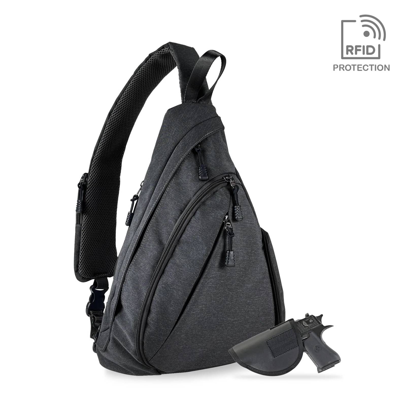 JESSIE & JAMES PEYTON SLING SHOULDER CONCEALED CARRY BACKPACK 15.5 H X 10.5 W X 4 D ( BLACK )