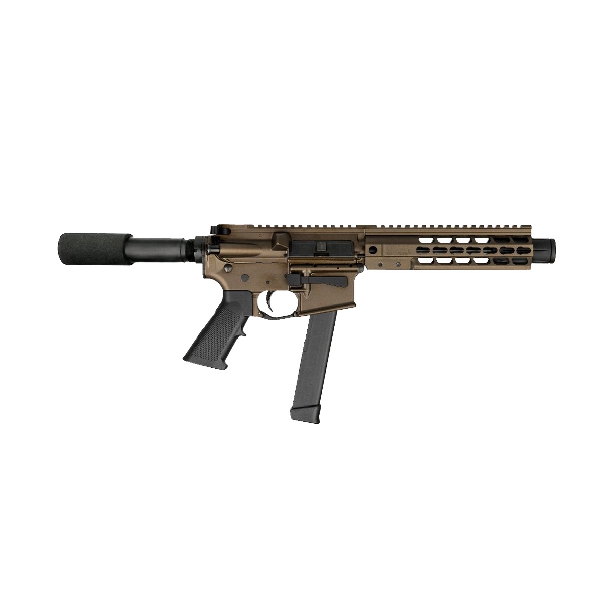 BRIGADE MFG BM-9 HGA 9MM 9IN BBL 8IN RAIL FORGED BURNT BRONZE PADDED BUFFER TUBE 33RD MAG MINI CAN