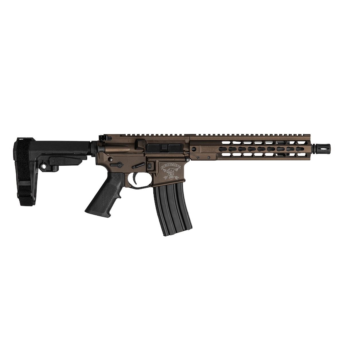 Forged AR-15 5.56 10.5" Pistol Midnight Burnt Bro w/ SBA3 Tac Brace; 10" Urail; SBA3 Tactical Brace; A2 Flash Hider 1x30rd mag; Key Mod Rail