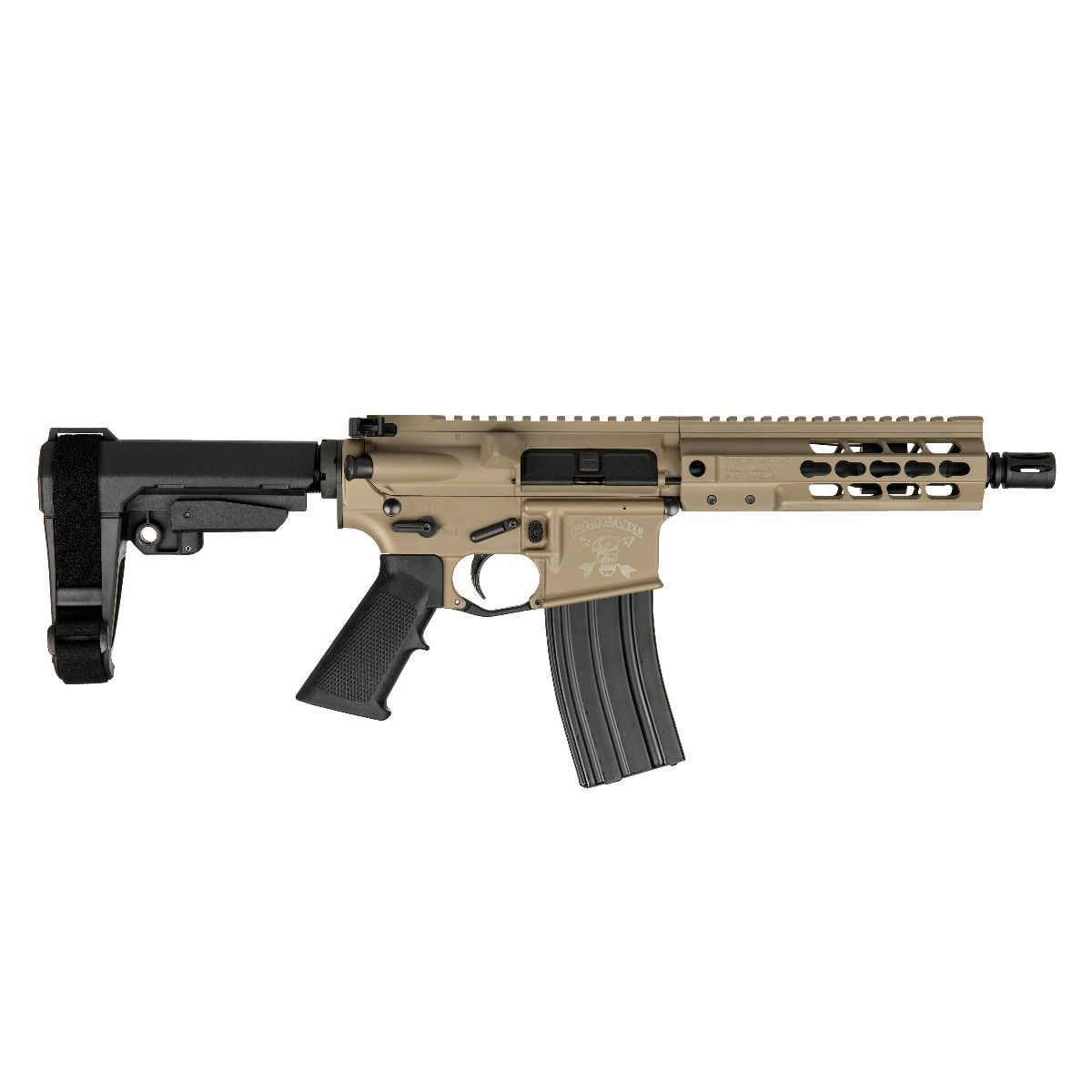 Forged AR-15 5.56 7.5" Pistol FDE w/ SBA3 Tact 7" Urail; SBA3 Tactical Brace; A2 Flash Hider; Key Mod Rail 1x30rd mag