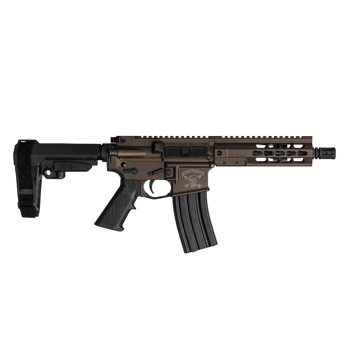 Forged AR-15 5.56 7.5" Pistol Midnight Burnt Bron w/ SBA3 Tact Brace; 7" Urail; SBA3 Tactical Brace; A2 Flash Hider 1x30rd mag
