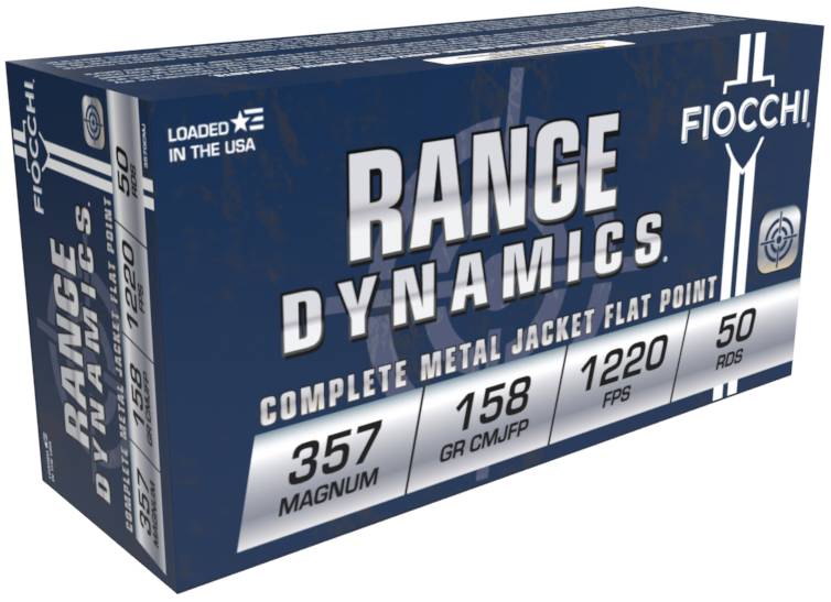 Fiocchi .357 Magnum 158 Grain CMJ Flat Point Ammo (Box of 50 Rounds)