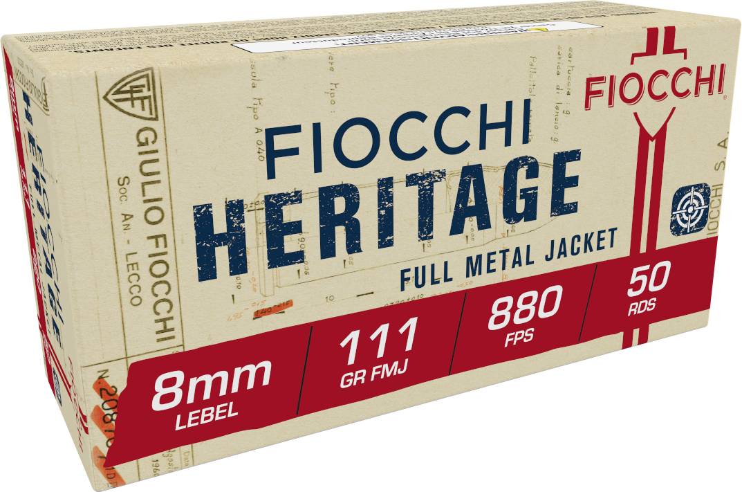 Fiocchi 8L 8x27mmR Lebel 111gr FMJ Brass Ammo, 880 FPS, 50 Rounds - Fiocchi - 8x27mmR Lebel