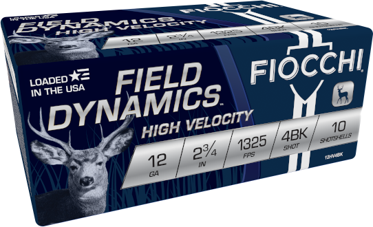 Fiocchi 12HV4BK Field Dynamics 12 Gauge 2.75" 4 Buck 10rd - Fiocchi - 12 Gauge