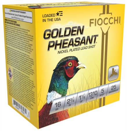 Fiocchi Golden Pheasant Shotgun Loads 16 ga. 2.75 in. 1 1-8 oz. 5 Shot 2... - Fiocchi - NICKEL-PLATED LEAD