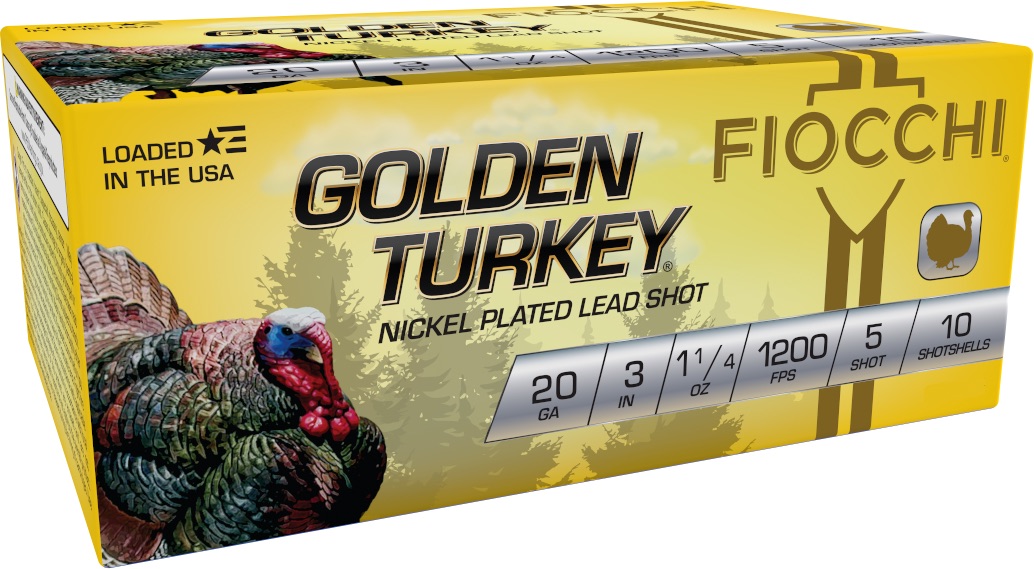 Fiocchi Golden Turkey Nickel plated Shotshells 20ga 3 1-1/4oz 1200 fps #5 10/ct - Fiocchi - 20 GAUGE