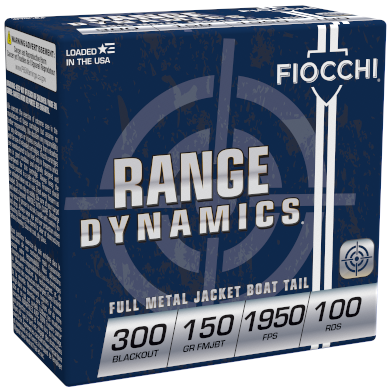 FIOCCHI RANGE DYNAMICS AMO 300 BLACKOUT 150GR FMJBT 1950FPS 100-RD ( 5 BOXES PER CASE )