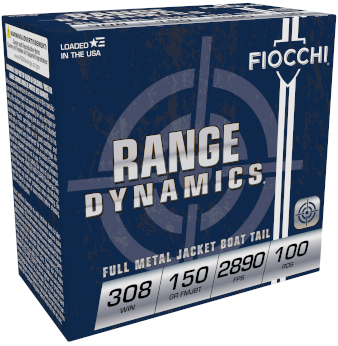 FIOCCHI RANGE DYNAMICS AMO 308 WIN 150GR FMJBT 100-RD ( 4 BOXES TO CASE )