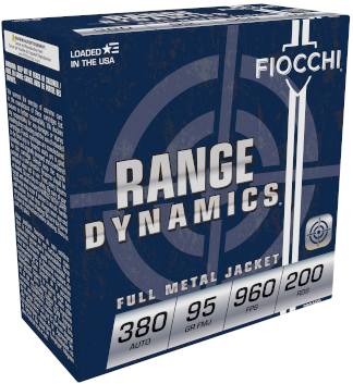 FIOCCHI RANGE DYNAMICS AMO 380 AUTO 95GR FMJ 200-RD ( 5 BOXES PER CASE )