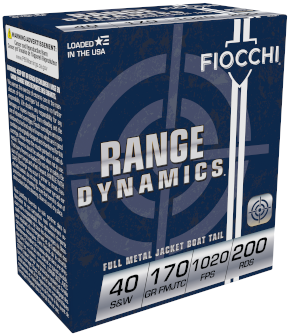 FIOCCHI RANGE DYNAMICS AMO 40 S&W 170GR FMJTC 200-RD ( 5 BOXES PER CASE