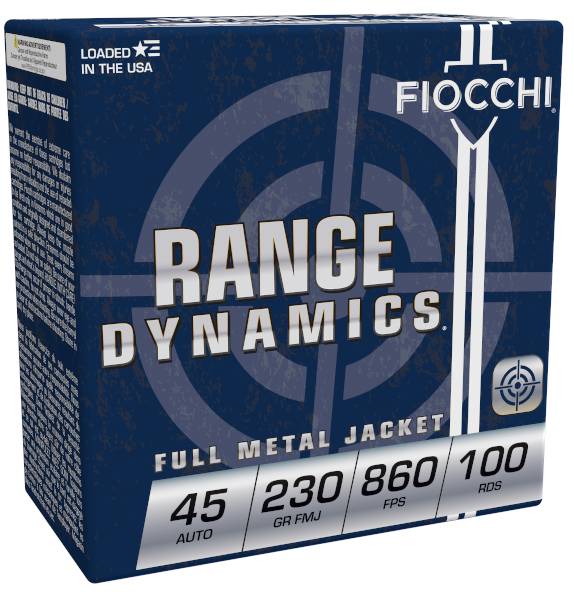 FIOCCHI RANGE DYNAMICS AMO 45 AUTO 230 FMJ 100-RD ( 5 BOXES PER CASE )