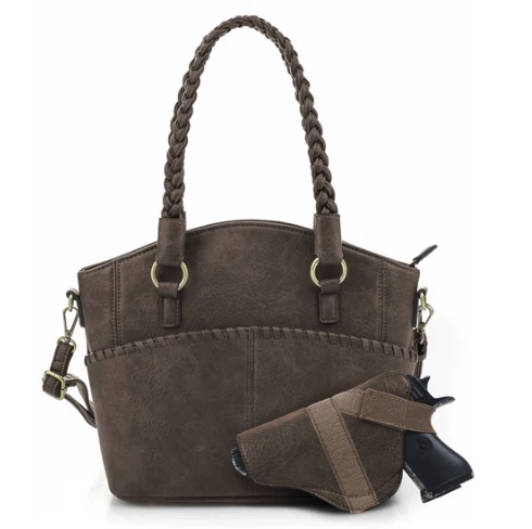 JESSIE & JAMES BELLA CONCEALED CARRY TOTE 10.3 H X 13 W X 5.3 D ( SMOKE GRAY )