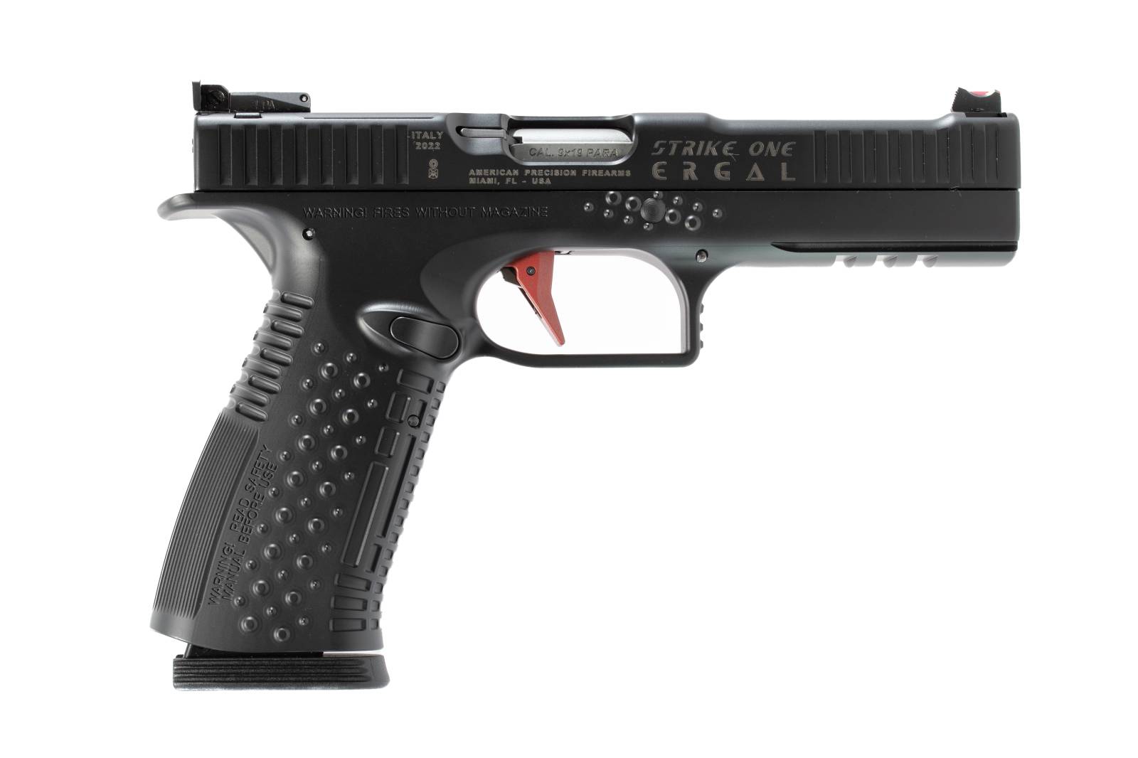 AMERICAN PREC FIREARMS STRIKE ONE ERGAL HGA 9MM 5 IN BBL ADJ SIGHT COMP TRIG BLK 2/17RD MAGS