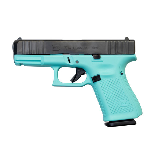 GLOCK 19 G19 HGA 9MM 4.0IN BBL 5LB FS 2 15RD MAGS ROBIN EGG BLUE CERAKOTE FRAME