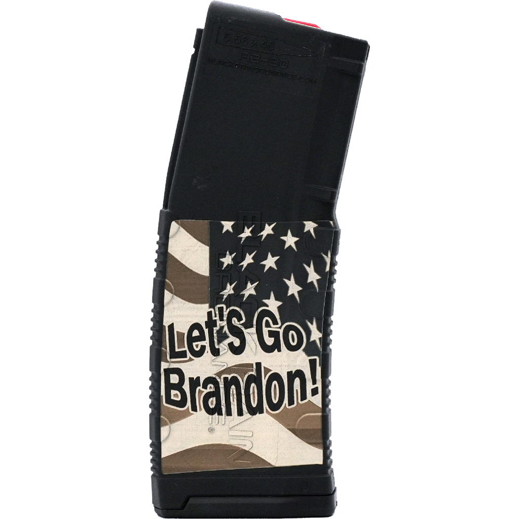 BLACK RAIN LASER ETCHED MAGAZINES 30RD LET'S GO BRANDON W/ FLAG