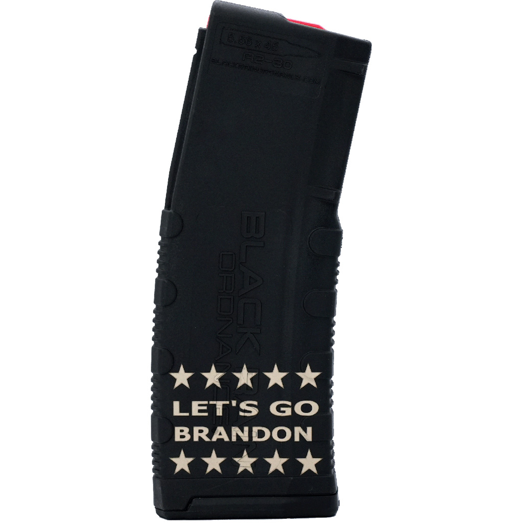 BLACK RAIN LASER ETCHED MAGAZINES 30RD LET'S GO BRANDON W/ LINE OF STARS