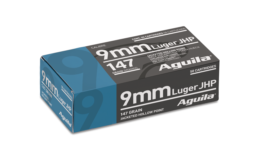 Aguila AMO 9mm Luger 147gr JHP Handgun Ammunition 50 Rounds