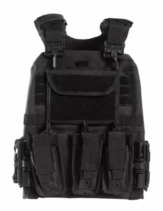 GUARD DOG BODY ARMOR DANE PLATE CARRIER BLACK ADJUSTABLE WITH MULTIPLE