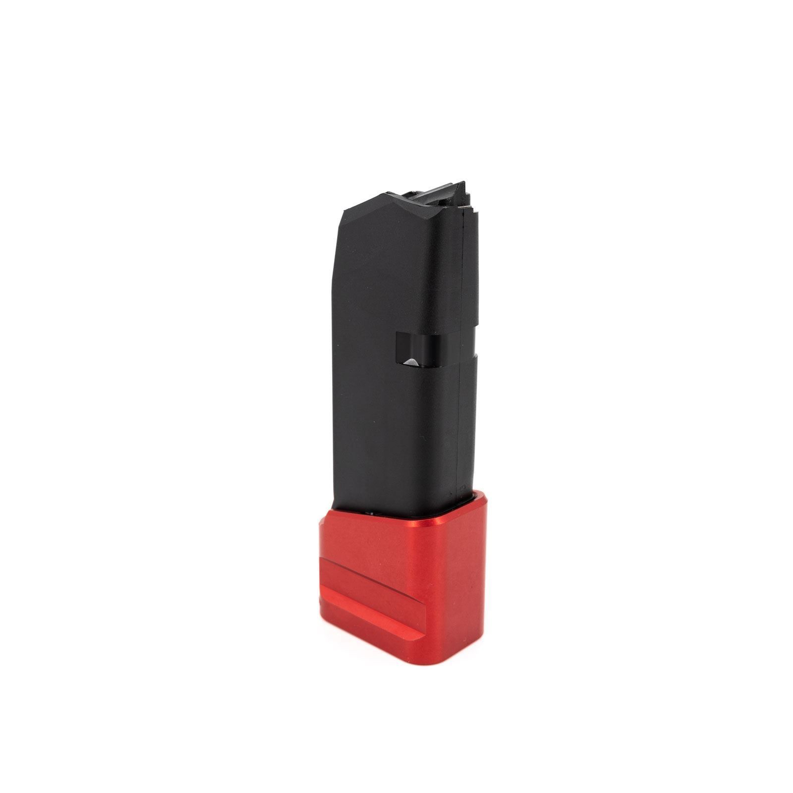 SHIELD ARMS MAG EXTENSION +5/4 RED FITS GLOCK 26/27 MAGS