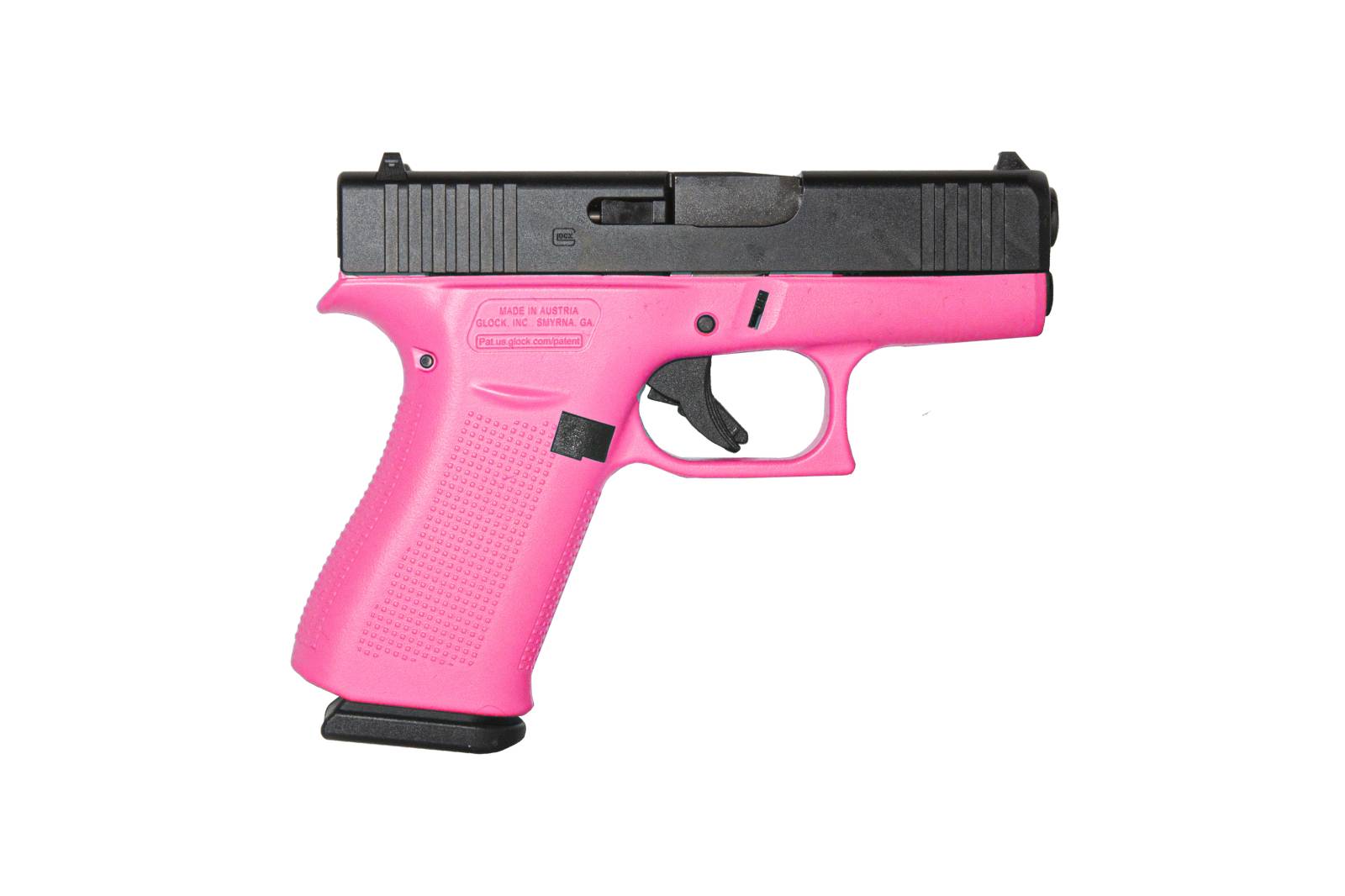 GLOCK 43X G43X HGA 9MM 3.6 IN BBL FS 5LB BLACK 2 10RD MAGS CERAKOTE PINK FRAME