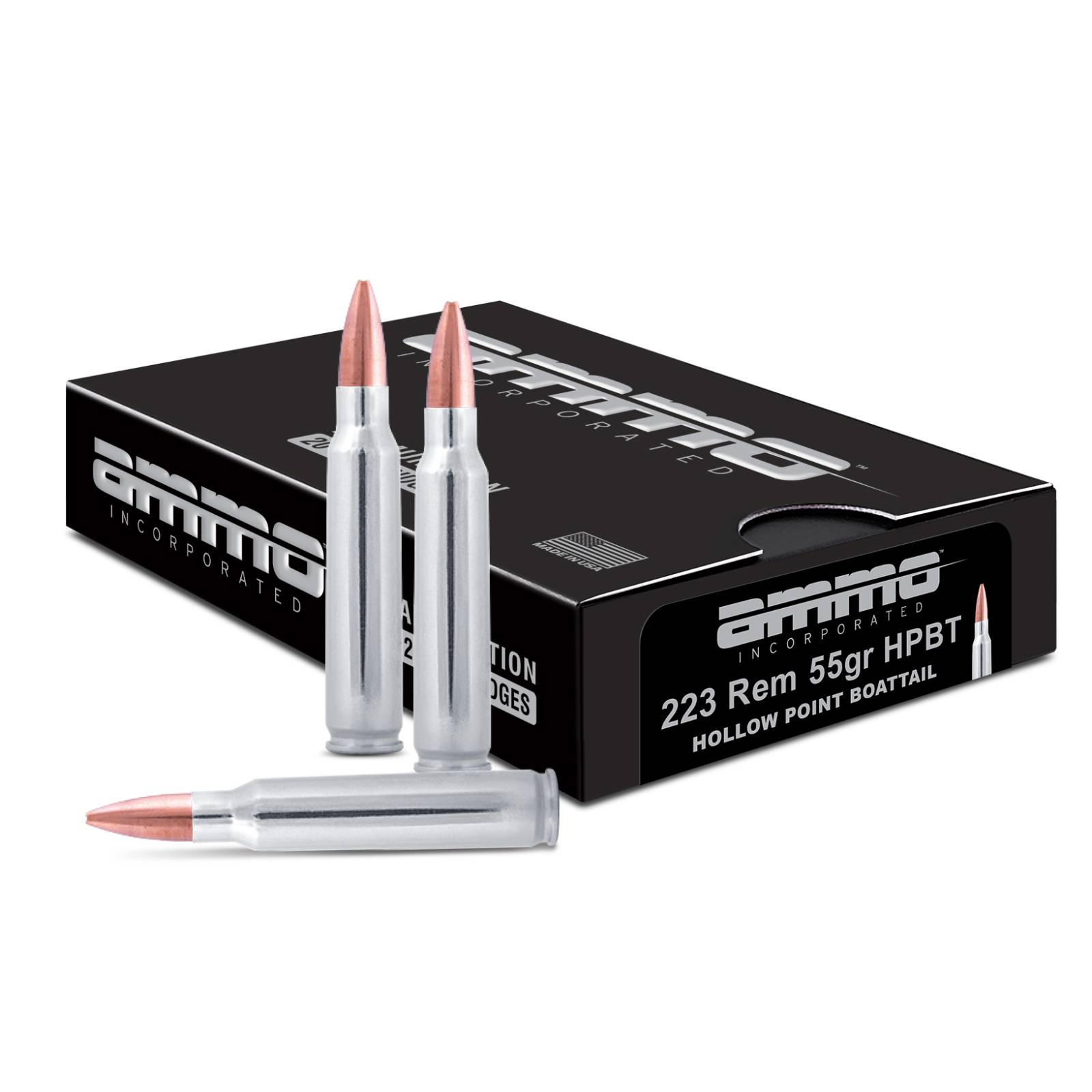 Ammo Inc Signature Line .223 Rem 55gr HPBT Nickel Brass 20rd Box