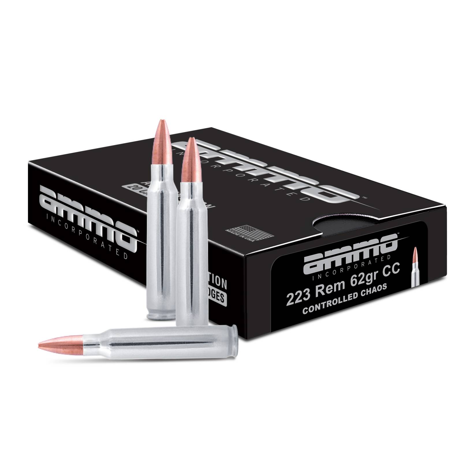 AMMO INC SIGNATURE LINE AMO 223 REM 62GR CONTROLLED CHAOS NP BRASS 20RD ( 10 BOX CASE)