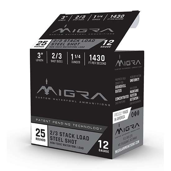 MIGRA STAXD STEEL AMO 12GA 3IN 1.25OZ 2-3 SHOT 10-25RD BOXES