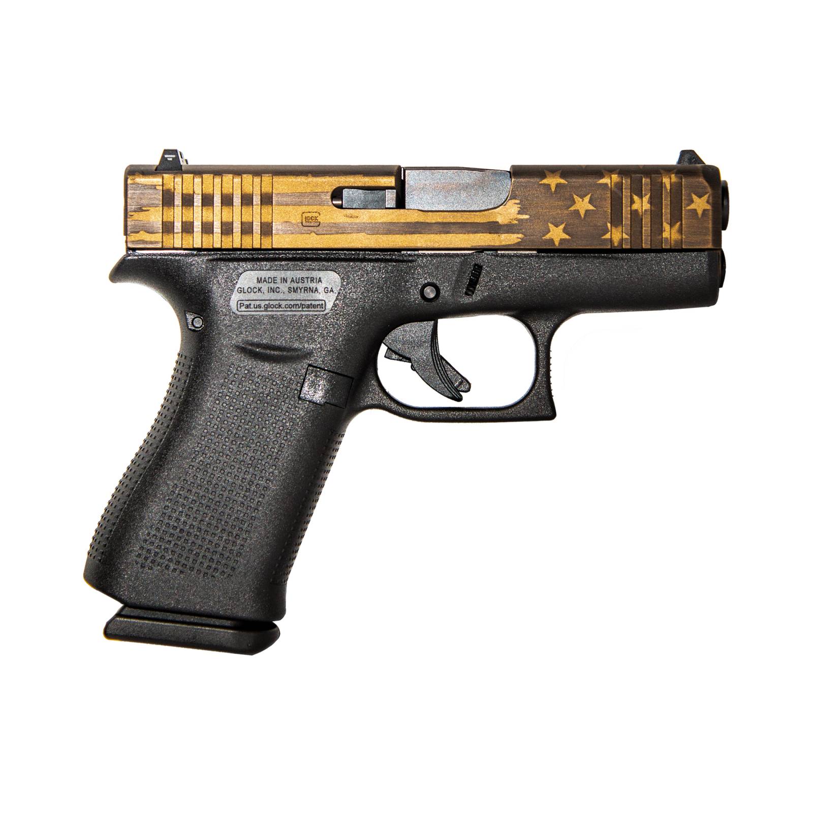GLOCK 19 G19 GEN 5 HGA 9MM 4.0 IN BBL FS 5LB 3 15RD MAGS CERAKOTE BRONZE BATTLE FLAG SLIDE