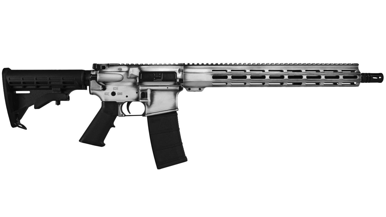 SHARK COAST TACTICAL WHITE DISTRESSED RIA 5.56 NATO 16 IN BBL OR A2 FH MOE SL STK CUST CERAKOTE / LA