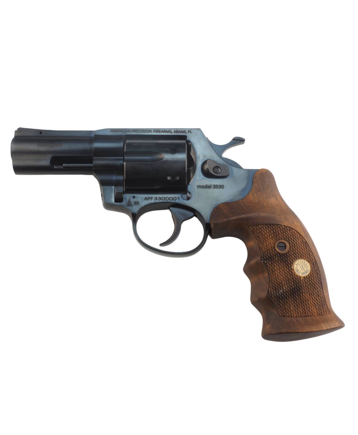 AMERICAN PREC FIREARMS R1 REVOLVER HGR 357 MAG 3 IN BBL BLUED 6 SHOT WOOD COMBAT GRIPS