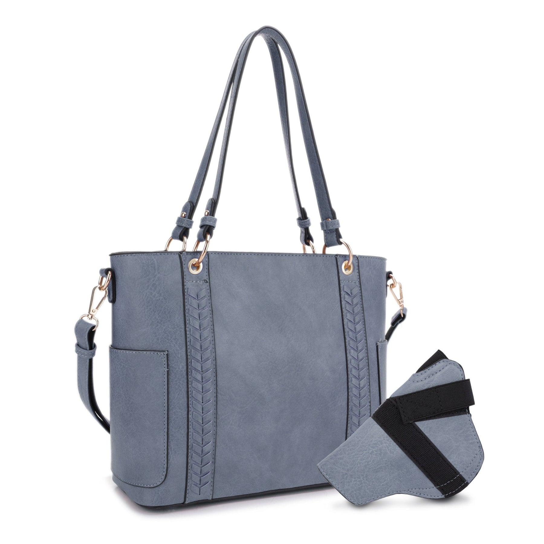 JESSIE & JAMES AUSTIN CONCEALED CARRY LOCK AND KEY TOTE BAG 10.75 H X 13 W X 5 D ( BLUE )