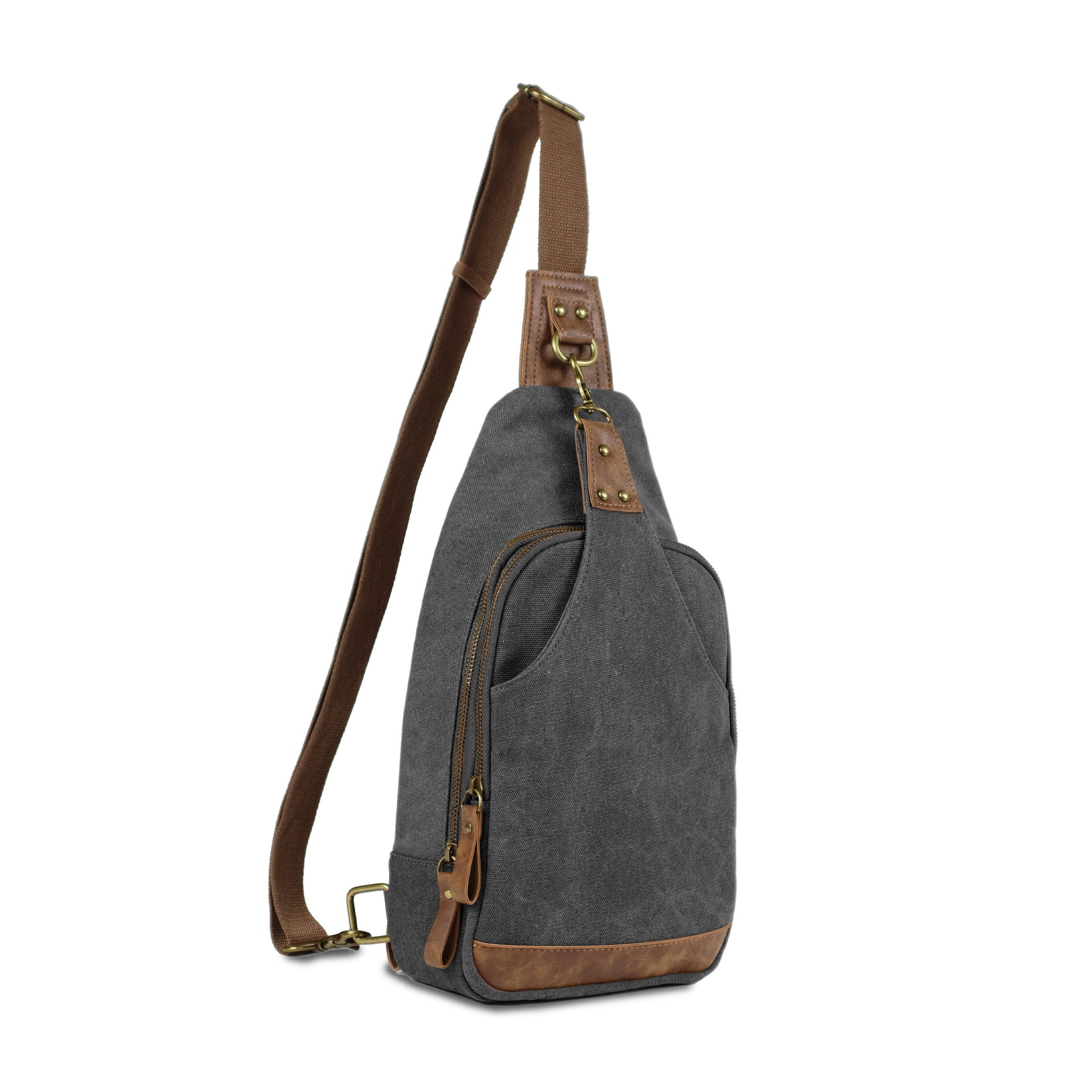 JESSIE & JAMES GLACIER CANVAS CONCEALED CARRY SLING BAG 15 H X 8 W X 3.5 D ( GREY )