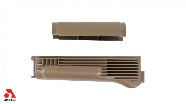 ARSENAL HANDGUARD SET FDE POLY WITH STAINLESS STEEL HEAT SHEILD FOR STAMPED RECEIVER US MADE