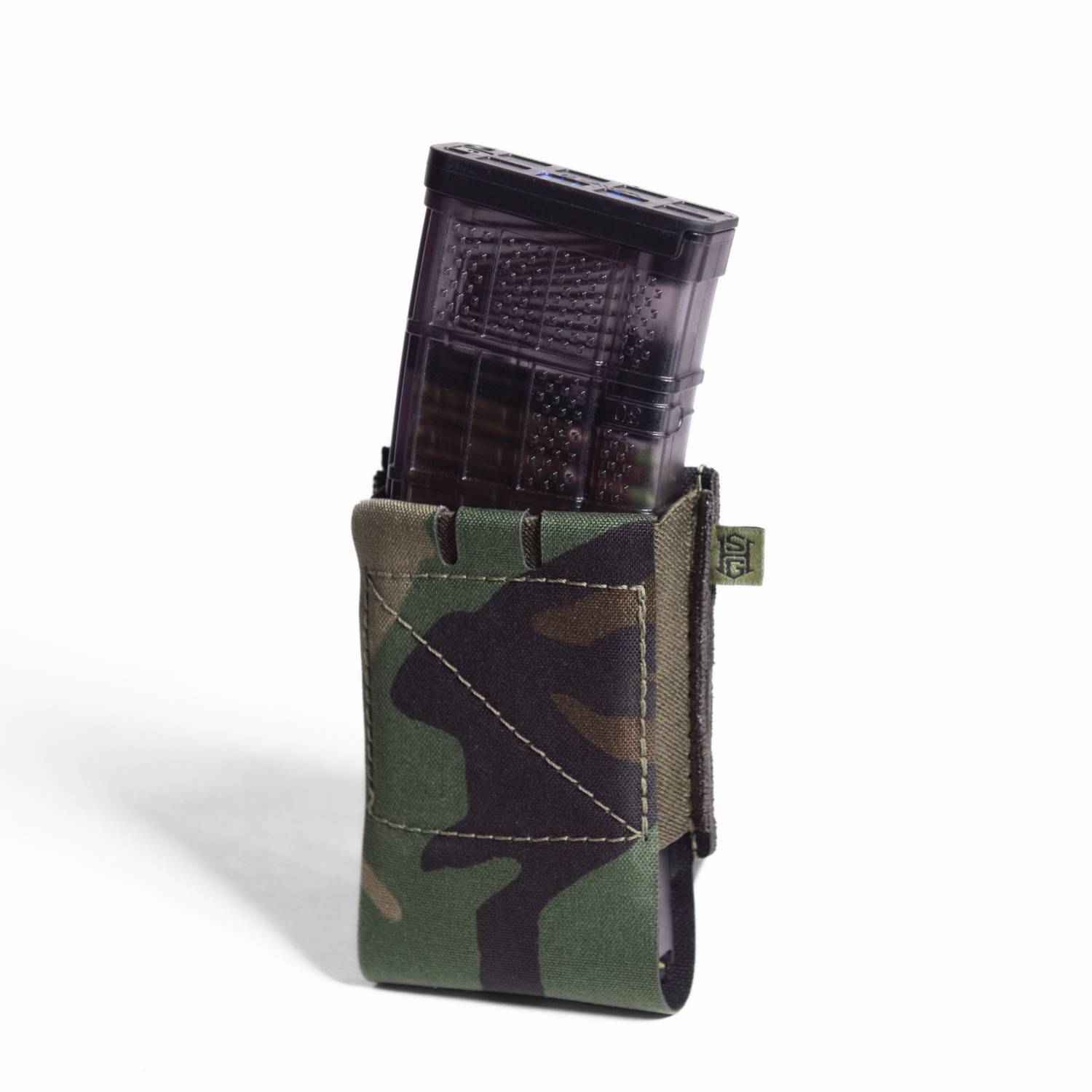 High SPEED GEAR  EP-P ELASTIC RIFLE  MAG POUCH WOODLAND CAMO  FITS MOST RIFLE  MAGS LOW PROFILE