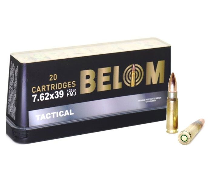 Belom Tactical 7.62x39mm 123gr Full Metal Jacket (FMJ) Rifle Ammunition - 20 Rounds