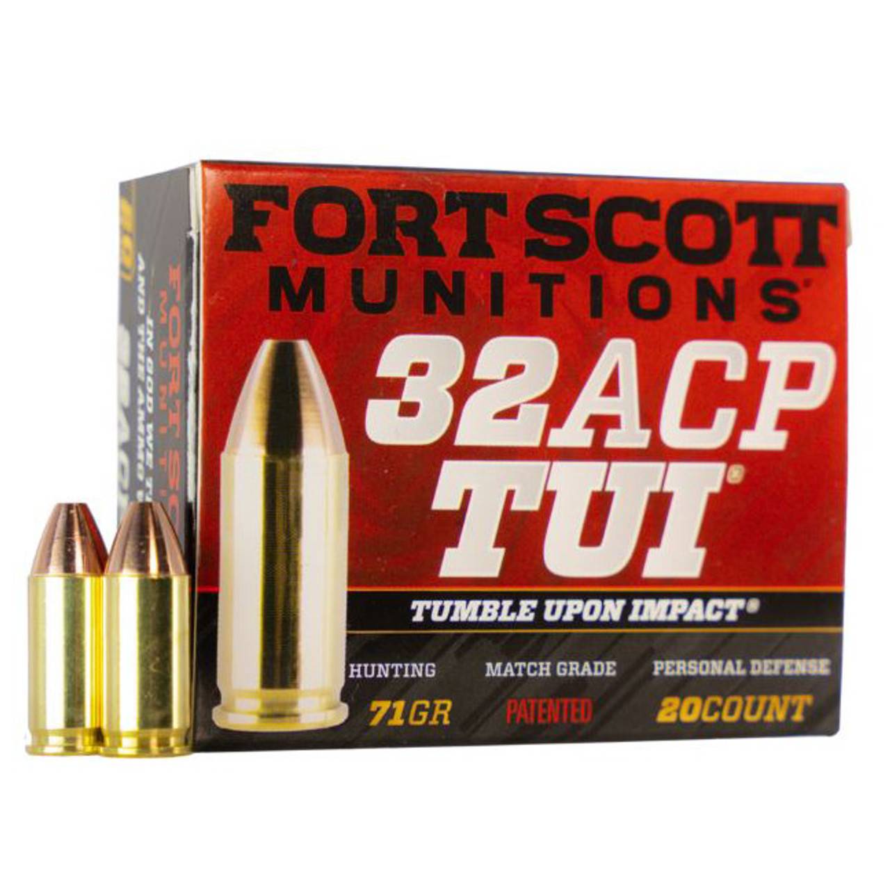 Fort Scott Munitions 32ACP71SCV 32 ACP 71gr Solid Copper TUI Ammo 20 Rounds - Fort Scott Munitions - SOLID COPPER SPUN