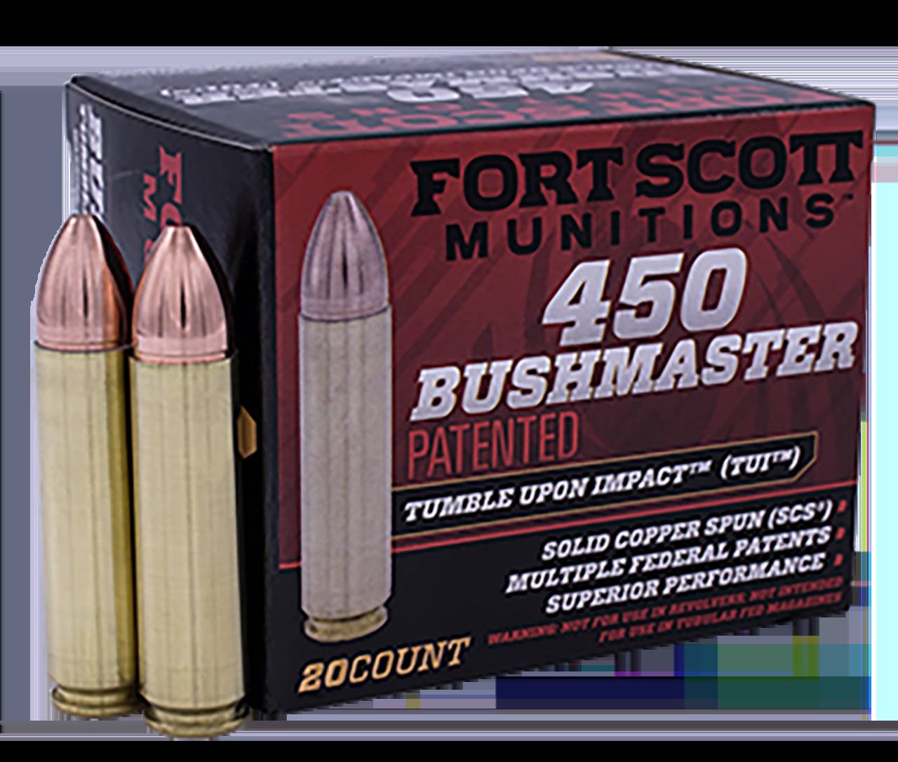 Fort Scott Munitions Lead-Free Rifle Ammo .450 Bushmaster 250gr TUI (20-Round)