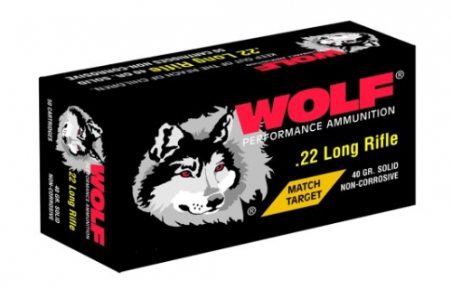 WOLF PERFORMANCE MATCH RIMFIRE 22LR 40GR RN 50RD BOX ( 10 PER CASE)