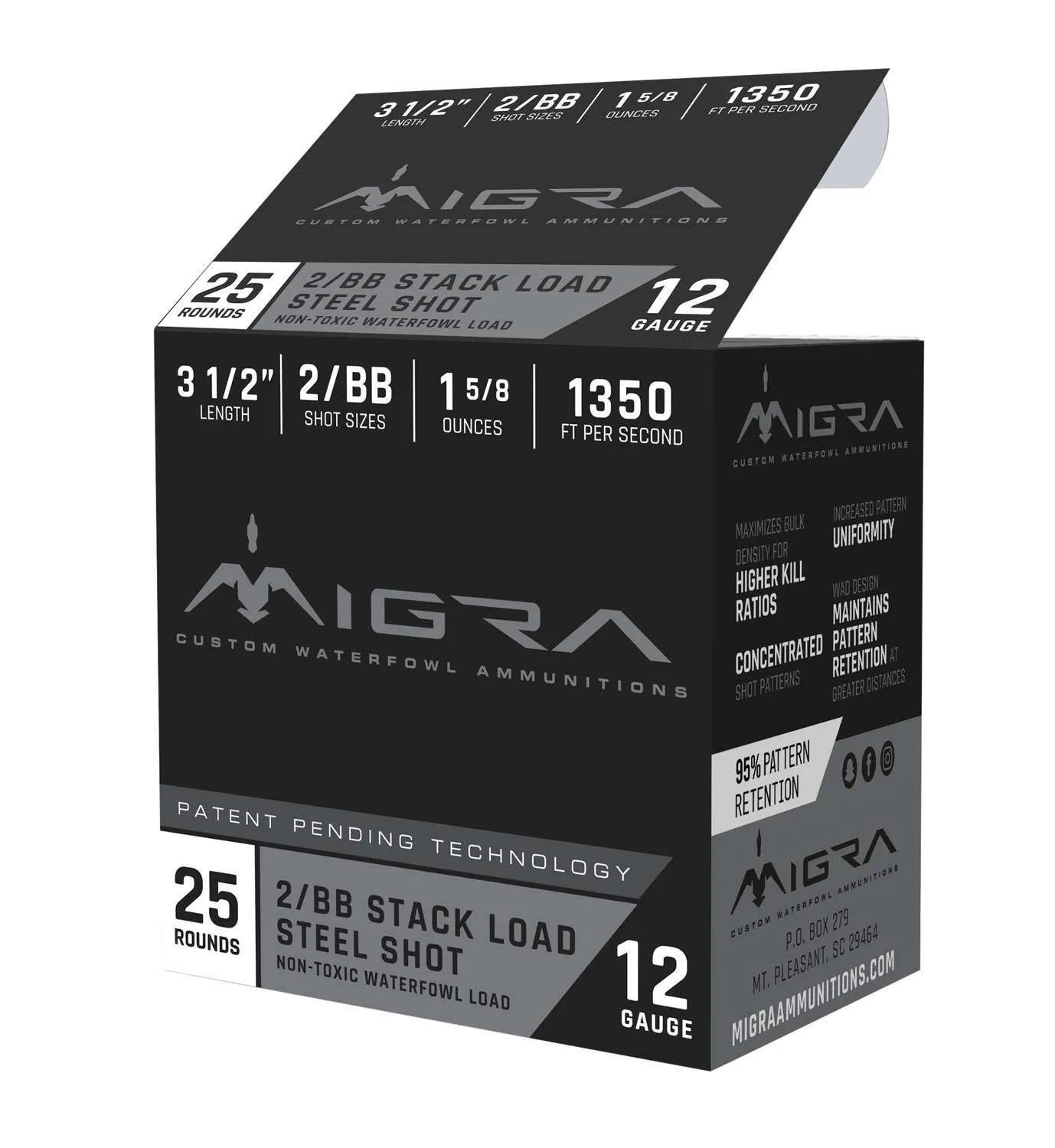 MIGRA STAXD STEEL AMO 12GA 3.5IN 15/8OZ 2-BB SHOT 10-25RD BOXES