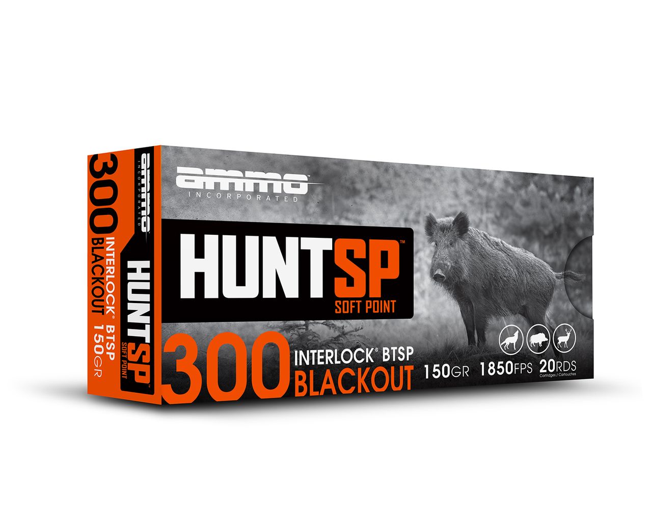 AMMO INC HUNTSP AMO 300 BLACKOUT 150GR INTERLOCK SP 20RD ( 10 BOX CASE)