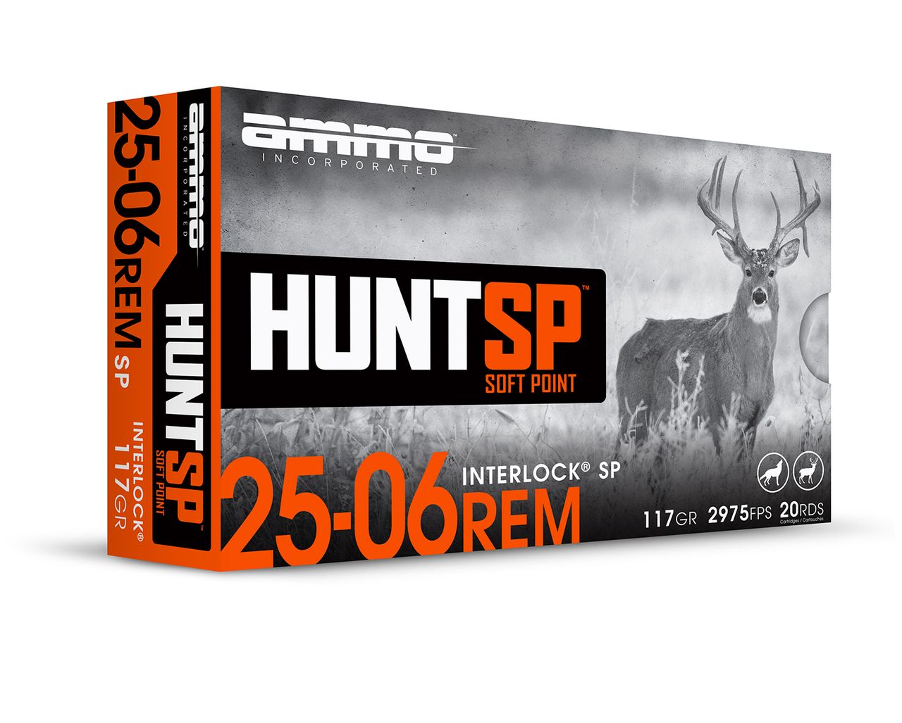 Ammo Incorporated 2506117SP-A20 25-06 REM 117 Grain 20/Box HUNT SP Ammo