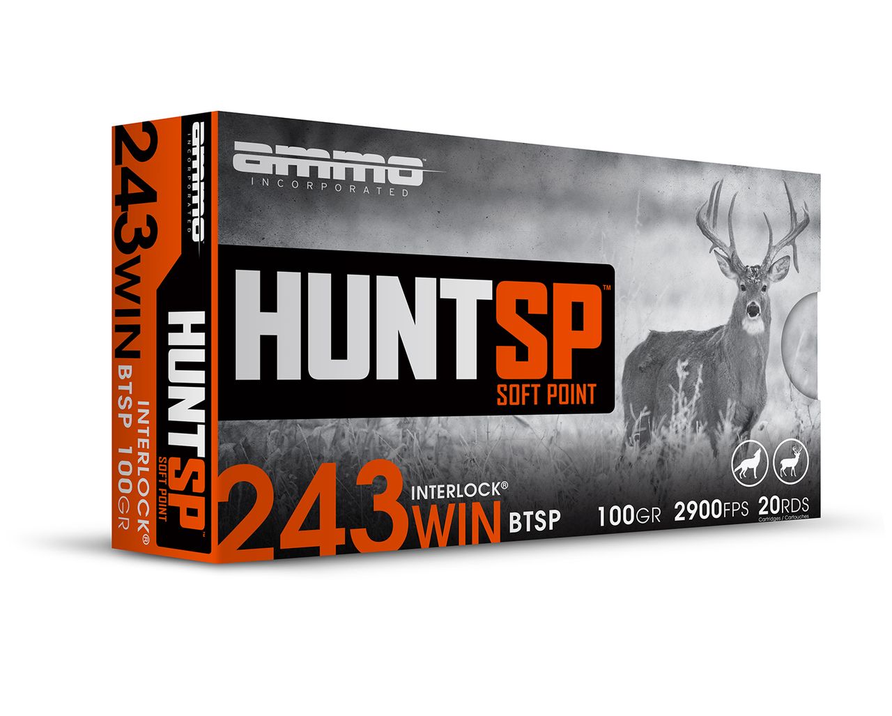 Ammo Incorporated 243W100SP-A20 243 WIN 100 Grain 20/Box Hunting Ammo