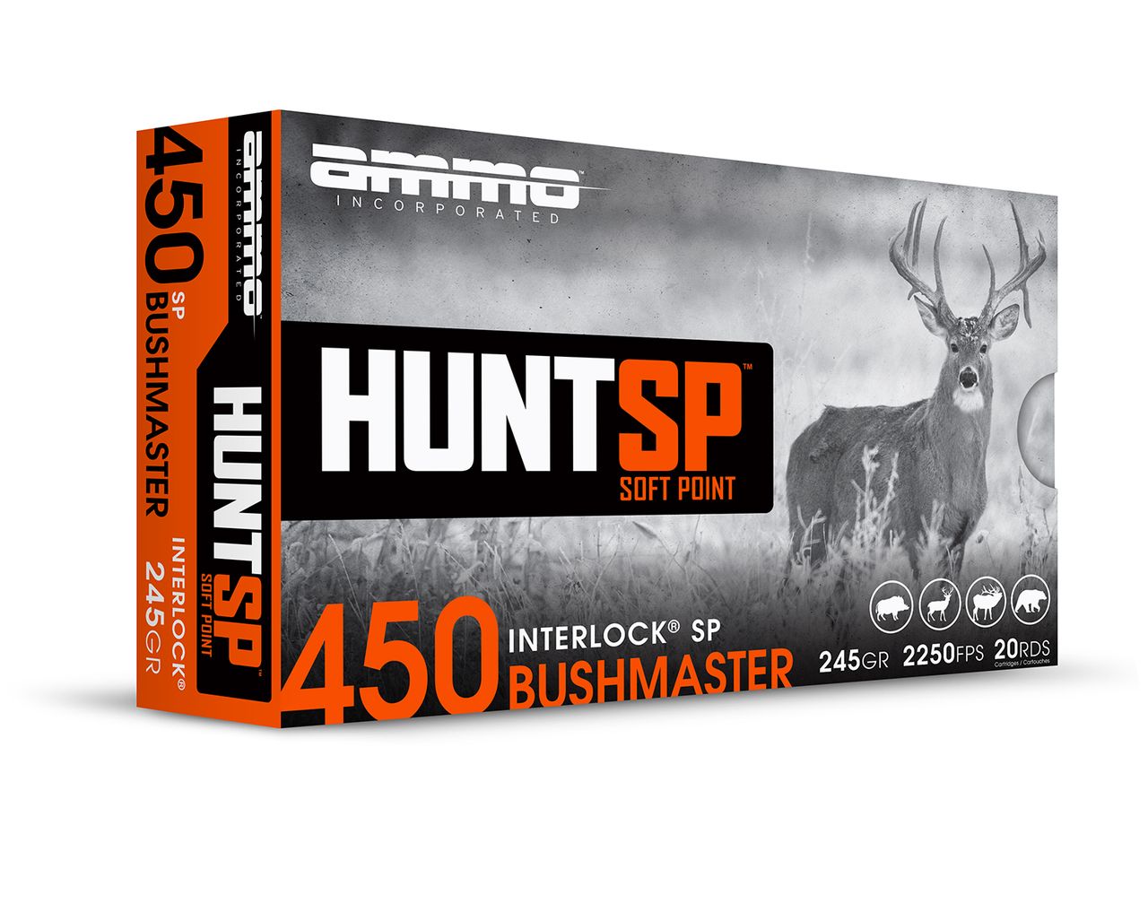 AMMO INC HUNTSP AMO 450 BUSHMASTER 245GR INTERLOCK SP 20RD ( 10 BOX CASE)