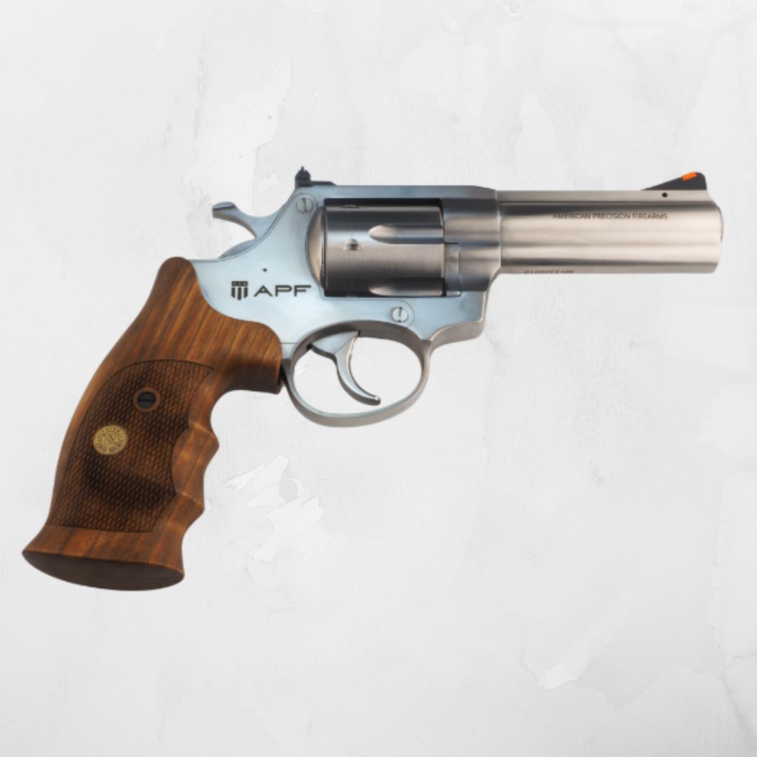 AMERICAN PREC FIREARMS R1 REVOLVER HGR 357 MAG 4 IN BBL STAINLESS 6 SHOT WOOD COMBAT GRIPS