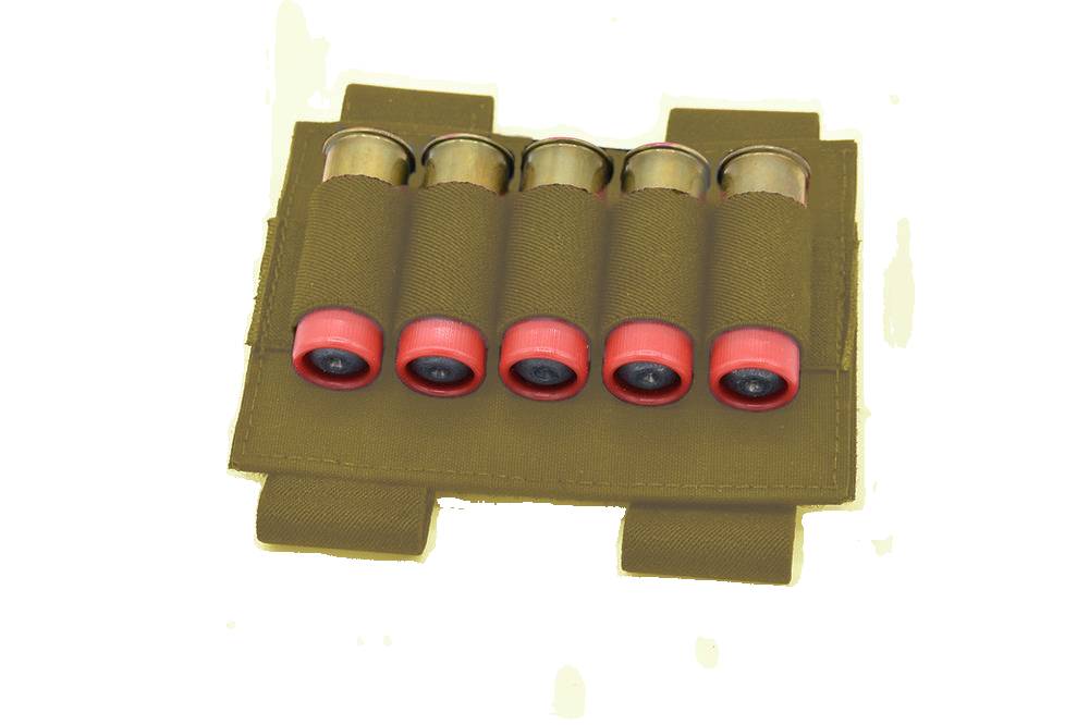 TAC SHEILD TACTICAL SHOTGUN STOCK SHELL HOLDER COYOTE 5 SHELLS