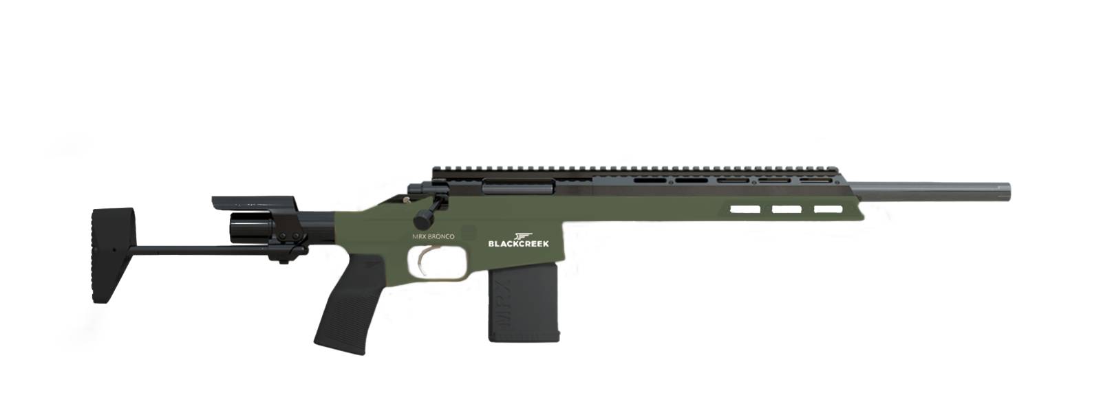 BLACK CREEK MRX BRONCO RIB BOLT ACTION 300BLK 16IN BBL 1:8 MODULAR CHASSIS PDS STK 10RD GREEN