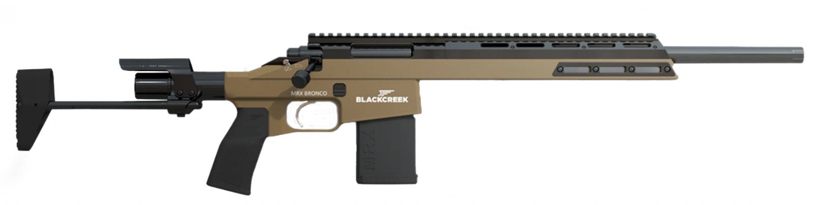 BLACK CREEK MRX BRONCO RIB BOLT ACTION 7.62X39MM 16IN BBL 1:8 MODULAR CHASSIS PDS STK 10RD TAN