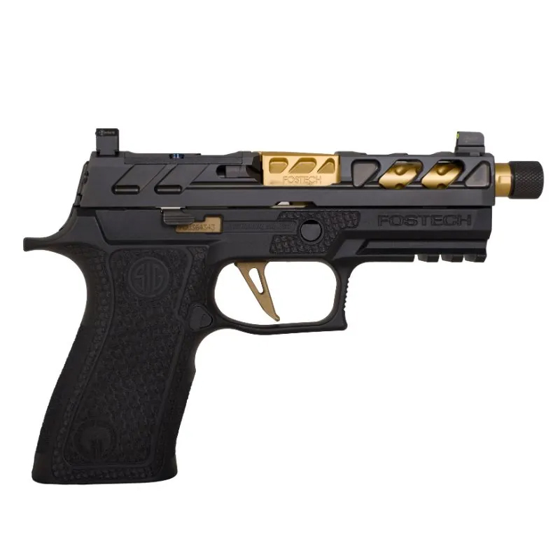 FOSTECH DRONE PREDATOR HGA 9MM 3.9IN THRD BLK BBL BLK SLIDE BLACK FRAME BLK SIG PERF FCU 2-17RD