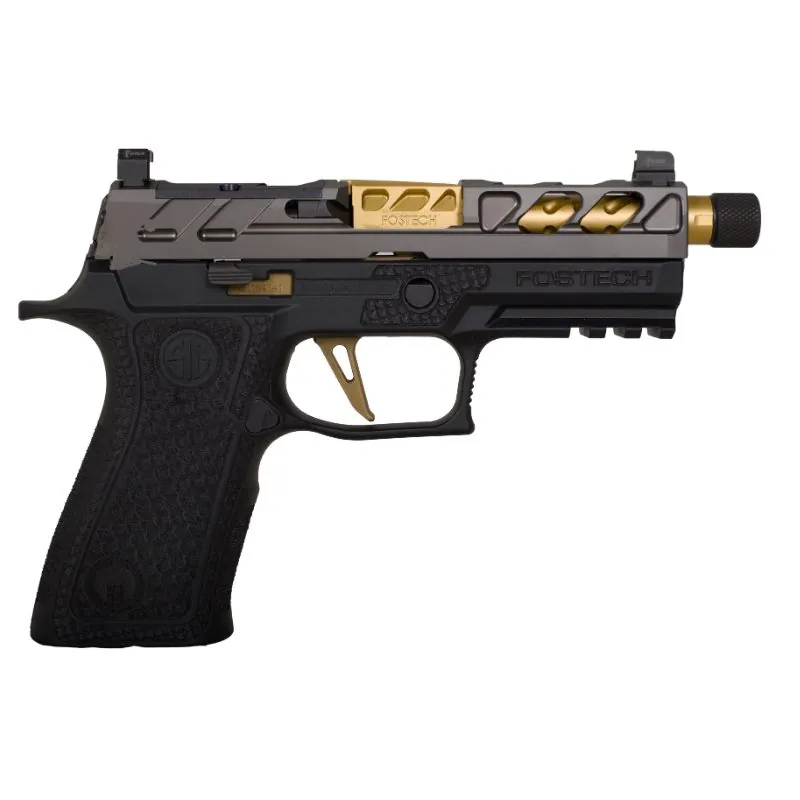 FosTech DRONE PREDATOR HGA 9MM 3.9IN THRD BLK BBL GRAY SLIDE BLACK FRAME BLK SIG PERF FCU 2-17RD